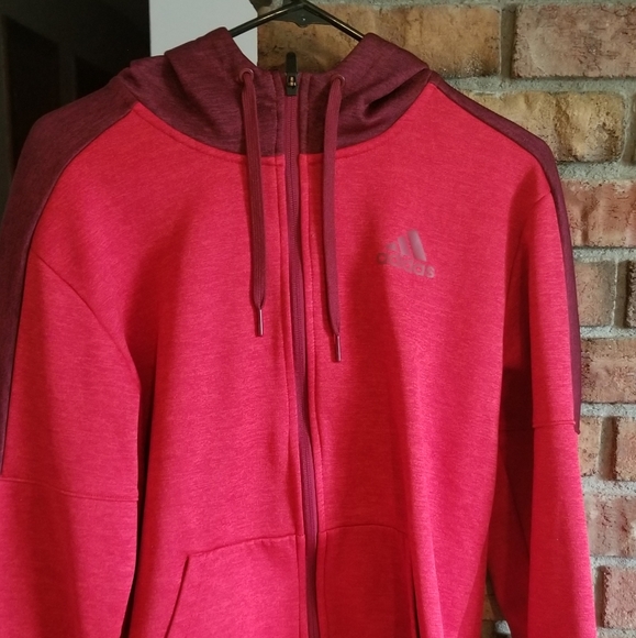 mens red adidas zip up hoodie